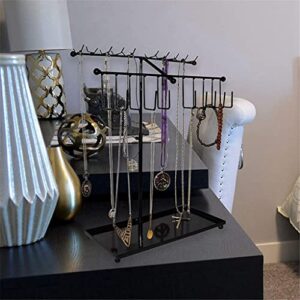 DITUDO Jewellery Stand - Metal Display Stand With 30 Hooks And Bottom Tray Storage For Necklace, Bangles, Bracelet