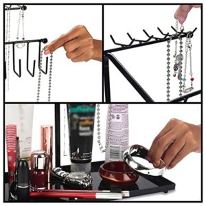 DITUDO Jewellery Stand - Metal Display Stand With 30 Hooks And Bottom Tray Storage For Necklace, Bangles, Bracelet