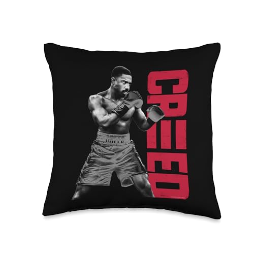 CREED Adonis Pose with Vertical Logo red Throw Pillow, 16x16, Multicolor