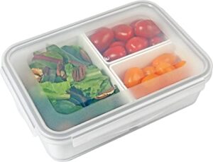carrotez food storage container with 3 removable compartments, food prep container with airtight lids, portion control container, reusable, bpa free, 6.3 cup (1500ml)