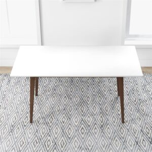 Avalanche Modern Style Solid Wood Walnut White Top 63" Rectangular Dining Table