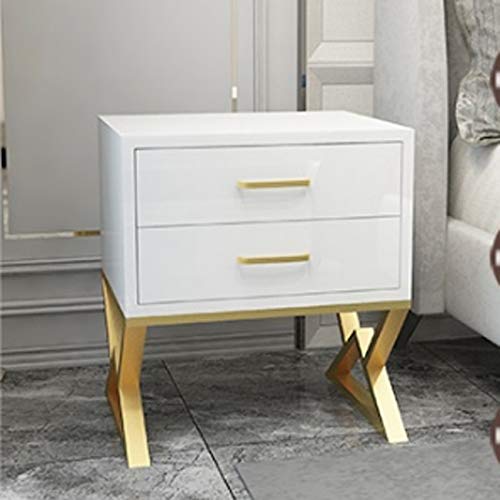 SJYDQ Iron Casting Golden Nightstand Coffee End Bedside Table Home Furniture Nightstand Cabinet Cupboard Bed Room