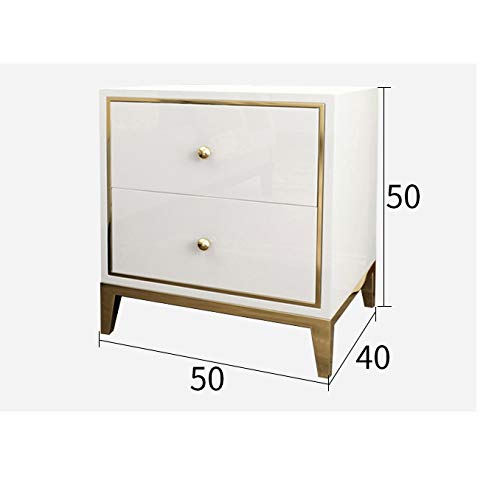 SJYDQ Bedside Cupboard Bedroom Nightstand Wood Night Table Gold-Plating Frame Bedside Locker with Solid Wood Drawer