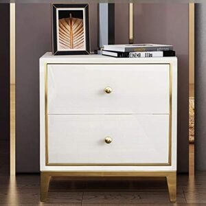 SJYDQ Bedside Cupboard Bedroom Nightstand Wood Night Table Gold-Plating Frame Bedside Locker with Solid Wood Drawer