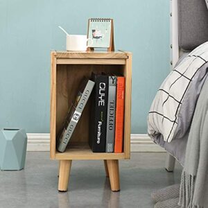 SJYDQ All Solid Wood Bedside Table Mini Storage Cabinet Small Apartment Simple European Bedside Cabinet Wood Color Bed