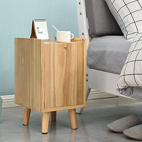 SJYDQ All Solid Wood Bedside Table Mini Storage Cabinet Small Apartment Simple European Bedside Cabinet Wood Color Bed