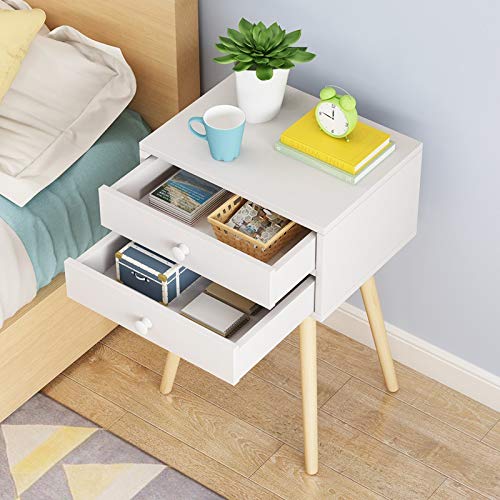 SJYDQ Nordic Wood Stand Drawer Bedside Table Bedroom Furniture Organizer Storage Basket Nightstands