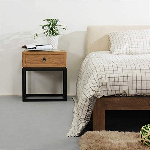 SJYDQ Vintage Nightstand Table, Sturdy Coffee Table with Metal Frame, Wood Accent Size 48x45x50cm