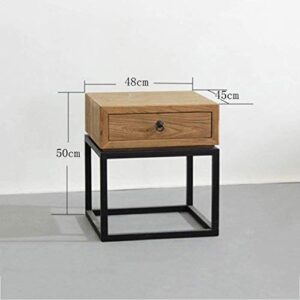 SJYDQ Vintage Nightstand Table, Sturdy Coffee Table with Metal Frame, Wood Accent Size 48x45x50cm