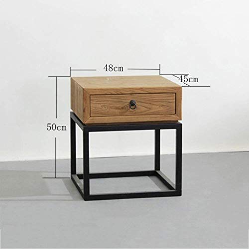 SJYDQ Vintage Nightstand Table, Sturdy Coffee Table with Metal Frame, Wood Accent Size 48x45x50cm