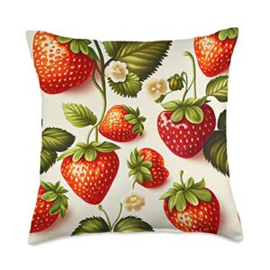 popartistry vintage strawberry throw pillow, 18x18, multicolor