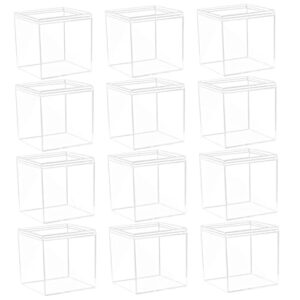 12pcs items cm cases with mini container showcase candy lid cube clear for collectibles storage small treat stackable plastic cubes display square case acrylic jewelry containers