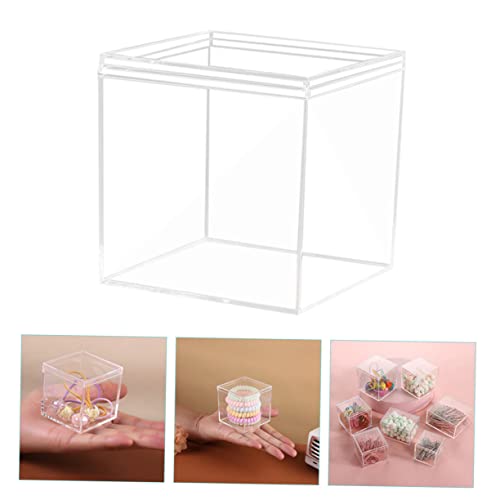 12pcs Items Cm Cases with Mini Container Showcase Candy Lid Cube Clear for Collectibles Storage Small Treat Stackable Plastic Cubes Display Square Case Acrylic Jewelry Containers