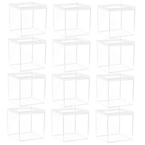 12pcs lid collectibles square plastic candy acrylic treat case mini items for cube cases stackable small cubes jewelry container showcase with display storage clear cm containers