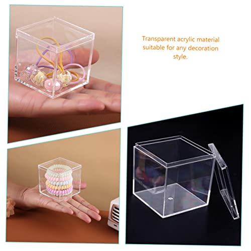 12pcs Lid Collectibles Square Plastic Candy Acrylic Treat Case Mini Items for Cube Cases Stackable Small Cubes Jewelry Container Showcase with Display Storage Clear Cm Containers