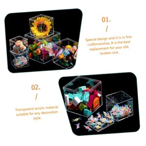 12pcs Lid Collectibles Square Plastic Candy Acrylic Treat Case Mini Items for Cube Cases Stackable Small Cubes Jewelry Container Showcase with Display Storage Clear Cm Containers