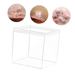 12pcs Lid Collectibles Square Plastic Candy Acrylic Treat Case Mini Items for Cube Cases Stackable Small Cubes Jewelry Container Showcase with Display Storage Clear Cm Containers