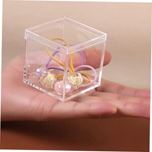 12pcs Lid Collectibles Square Plastic Candy Acrylic Treat Case Mini Items for Cube Cases Stackable Small Cubes Jewelry Container Showcase with Display Storage Clear Cm Containers