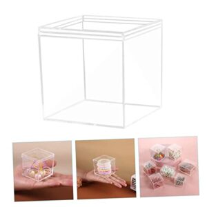 12pcs Lid Collectibles Square Plastic Candy Acrylic Treat Case Mini Items for Cube Cases Stackable Small Cubes Jewelry Container Showcase with Display Storage Clear Cm Containers