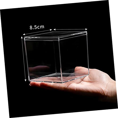 12pcs Lid Collectibles Square Plastic Candy Acrylic Treat Case Mini Items for Cube Cases Stackable Small Cubes Jewelry Container Showcase with Display Storage Clear Cm Containers