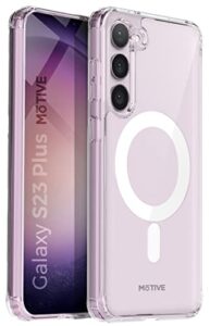 motive for samsung galaxy s23 plus magnetic case, compatible with magsafe, [never yellowing clear case] transparent slim shockproof, protective phone case (6.6") | crystal series