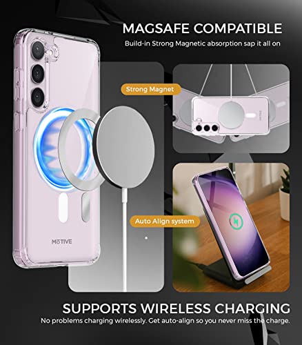 MOTIVE for Samsung Galaxy S23 Plus Magnetic Case, Compatible with MagSafe, [Never Yellowing Clear Case] Transparent Slim Shockproof, Protective Phone Case (6.6") | Crystal Series