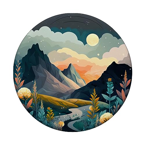 Boho Chic Floral Moon Mountain Forest Nature Retro Flower PopSockets Standard PopGrip