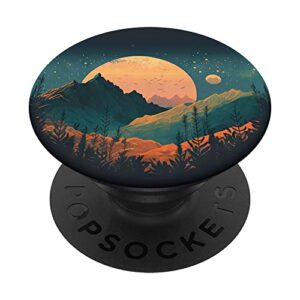 boho chic floral moon mountain forest nature retro flower popsockets swappable popgrip