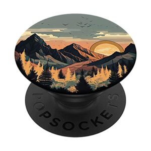 boho chic floral moon mountain forest nature retro flower popsockets swappable popgrip