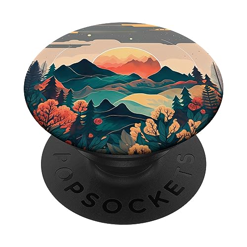 Mountain Wilderness Sunset Skyline Tree River Earthy Forest PopSockets Standard PopGrip