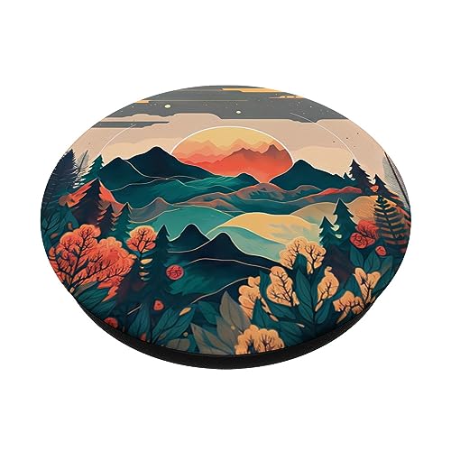 Mountain Wilderness Sunset Skyline Tree River Earthy Forest PopSockets Standard PopGrip