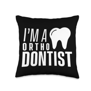 Job Student Tooth Floss Funny Orthodontics Braces Orthodontists Throw Pillow, 16x16, Multicolor