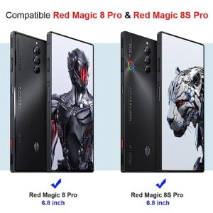 QUIETIP Case Compatible with Red Magic 8 Pro / 8S Pro with Screen Protector,Metal Frame + Clear Tempered Glass Back Cover with Shockproof Camera Protection,Black
