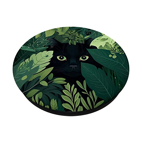 Cute Cat Hiding in Botanical Garden Aesthetic Funny Kitten PopSockets Swappable PopGrip