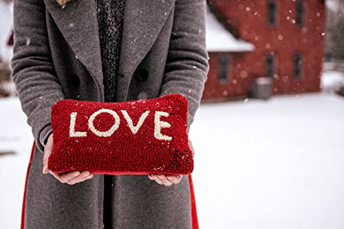 Chandler 4 Corners Artist-Designed Love Hand-Hooked Wool Decorative Throw Pillow (8” x 12”) Valentine's Day Pillow for Couches & Beds - Easy Care, Low Maintenance Love in Red Pillow for Anniversaries