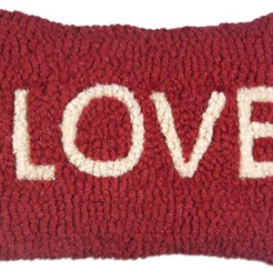 Chandler 4 Corners Artist-Designed Love Hand-Hooked Wool Decorative Throw Pillow (8” x 12”) Valentine's Day Pillow for Couches & Beds - Easy Care, Low Maintenance Love in Red Pillow for Anniversaries