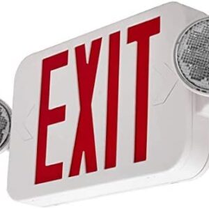 LFI Lights | UL Certified | Hardwired Red Compact Combo Exit Sign Emergency Egress Light | High Output | Remote Head Capable | COMBOJR2RWRH