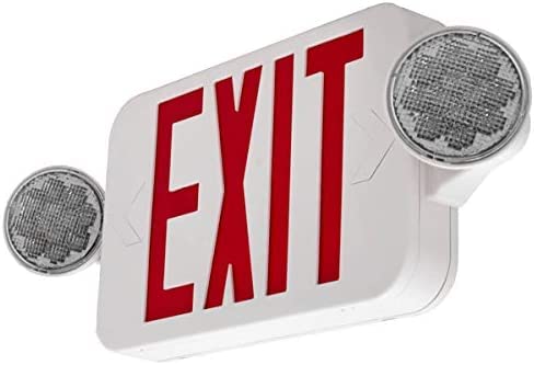 LFI Lights | UL Certified | Hardwired Red Compact Combo Exit Sign Emergency Egress Light | High Output | Remote Head Capable | COMBOJR2RWRH