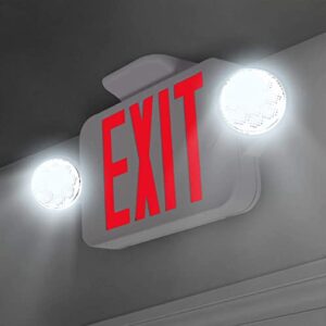 LFI Lights | UL Certified | Hardwired Red Compact Combo Exit Sign Emergency Egress Light | High Output | Remote Head Capable | COMBOJR2RWRH