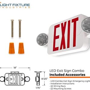 LFI Lights | UL Certified | Hardwired Red Compact Combo Exit Sign Emergency Egress Light | High Output | Remote Head Capable | COMBOJR2RWRH