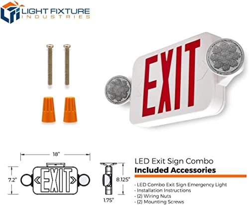 LFI Lights | UL Certified | Hardwired Red Compact Combo Exit Sign Emergency Egress Light | High Output | Remote Head Capable | COMBOJR2RWRH