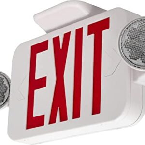 LFI Lights | UL Certified | Hardwired Red Compact Combo Exit Sign Emergency Egress Light | High Output | Remote Head Capable | COMBOJR2RWRH