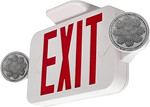 LFI Lights | UL Certified | Hardwired Red Compact Combo Exit Sign Emergency Egress Light | High Output | Remote Head Capable | COMBOJR2RWRH