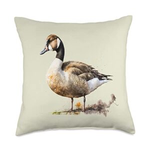 animal duck lovers beautiful watercolor duck portrait throw pillow, 18x18, multicolor