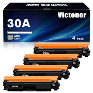 cf230a 30a toner cartridge black mfp m227fdw 4 pack compatible replacement for hp 30a cf230a 30x cf230x for hp pro m203dw mfp m227fdw m227fdn m203dn m227sdn m203d m227 m203 series printer ink