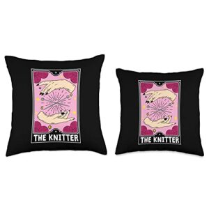 Knitting Apparel for Knitter Funny Knitting Knitter Tarot Card Throw Pillow, 16x16, Multicolor