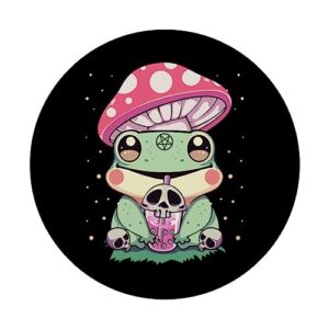 Pastel Goth Kawaii Frog Boba Tea and Mushroom Frog PopSockets Swappable PopGrip