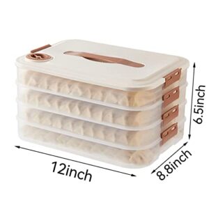 MANHONGYU 4-layer Food Storage Container, Transparent Food Preservation Box for Kitchen and Refrigerator, Dumpling Box, Well Sealed