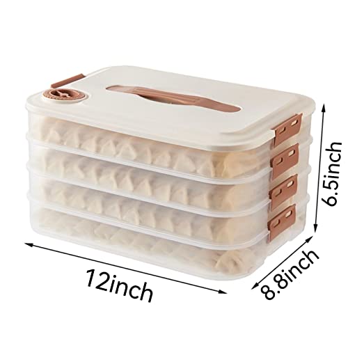 MANHONGYU 4-layer Food Storage Container, Transparent Food Preservation Box for Kitchen and Refrigerator, Dumpling Box, Well Sealed