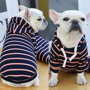 Pet Clothes for Large Dogs Female Pet Autumn and Winter Hoodies Fleece Stripe Sweatshirt Cats Warm Clothing Pet Supplies